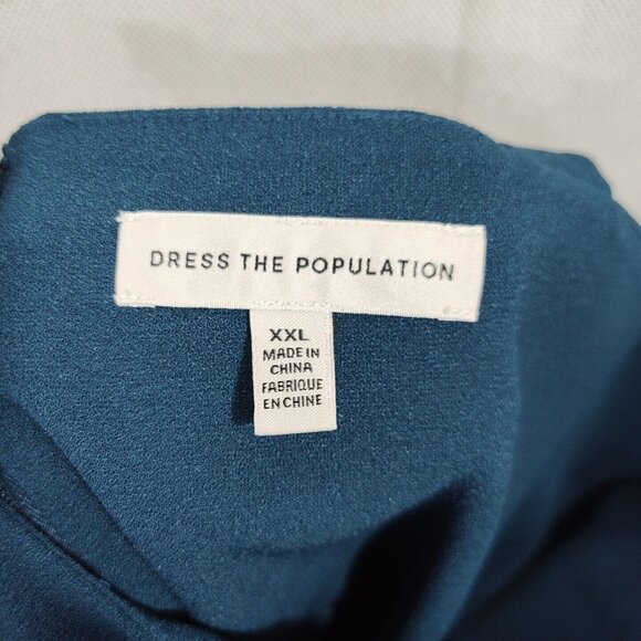 Dress The Population Nicole Teal Sweetheart Neck Cocktail Tank Dress Size XXL - Picture 7 of 9